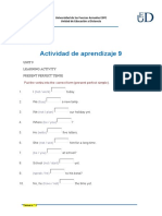 Actividad de Aprendizaje 9: Unit 9 Learning Activity Present Perfect Tense