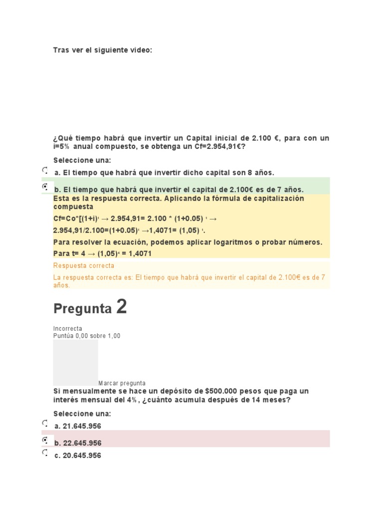 Parcial Matematicas Financieras Unidad 1 | PDF | Matemáticas Aplicadas ...