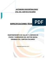 Especificaciones Técnicas: Gobierno Autonomo Descentralizado Municipal Del Canton Atacames