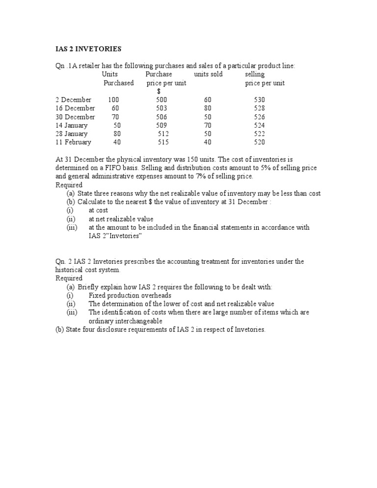 IAS 2 Inventories: Cost & Valuation Guide | PDF