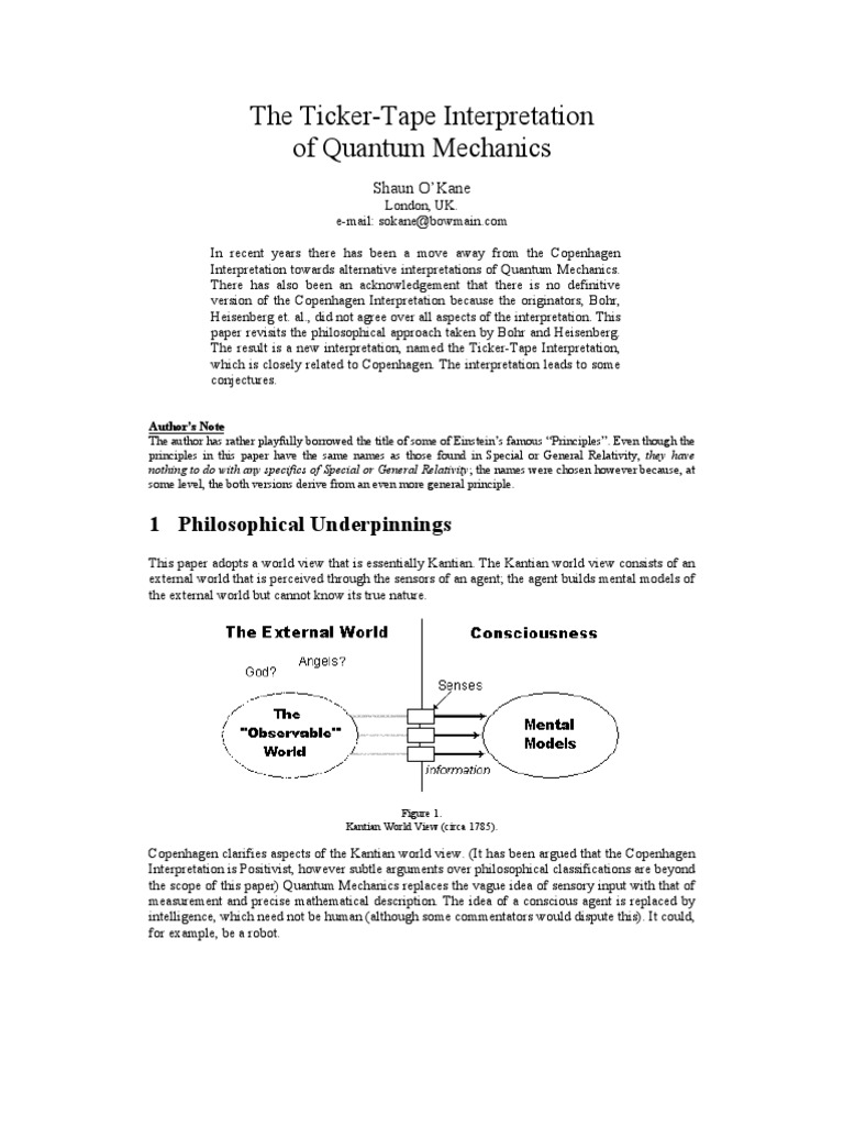 Ticker-Tape Interpretation of Quantum Mechanics | PDF | Uncertainty ...