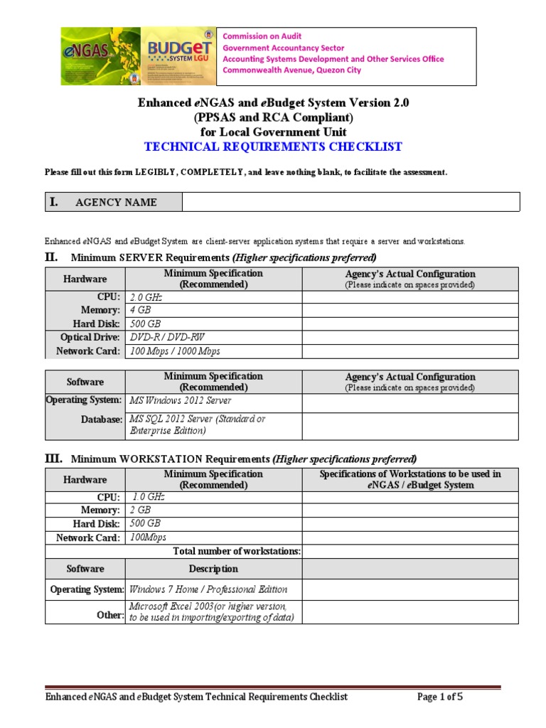 eNGAS and eBudget System Requirements | PDF | Local Area Network ...