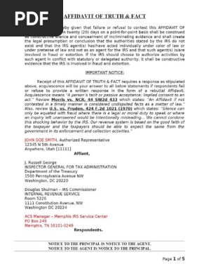 Affidavit of Truth and Fact 02.15.2021