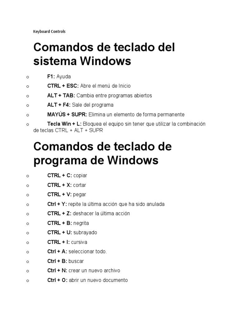 Keyboard Controls | PDF | Ventana (informática) | Archivo de computadora