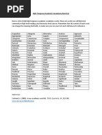 High Frequency Academic Vocabulary Word List