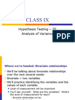Class Ix: Hypothesis Testing - III Analysis of Variance