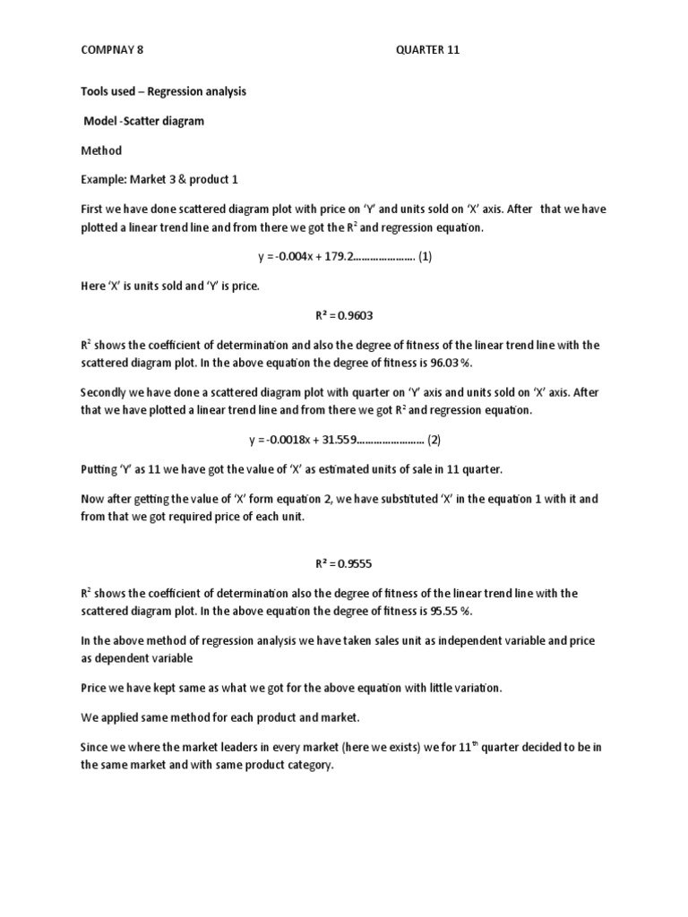 Tools Used - Regression Analysis Model - Scatter Diagram | PDF ...