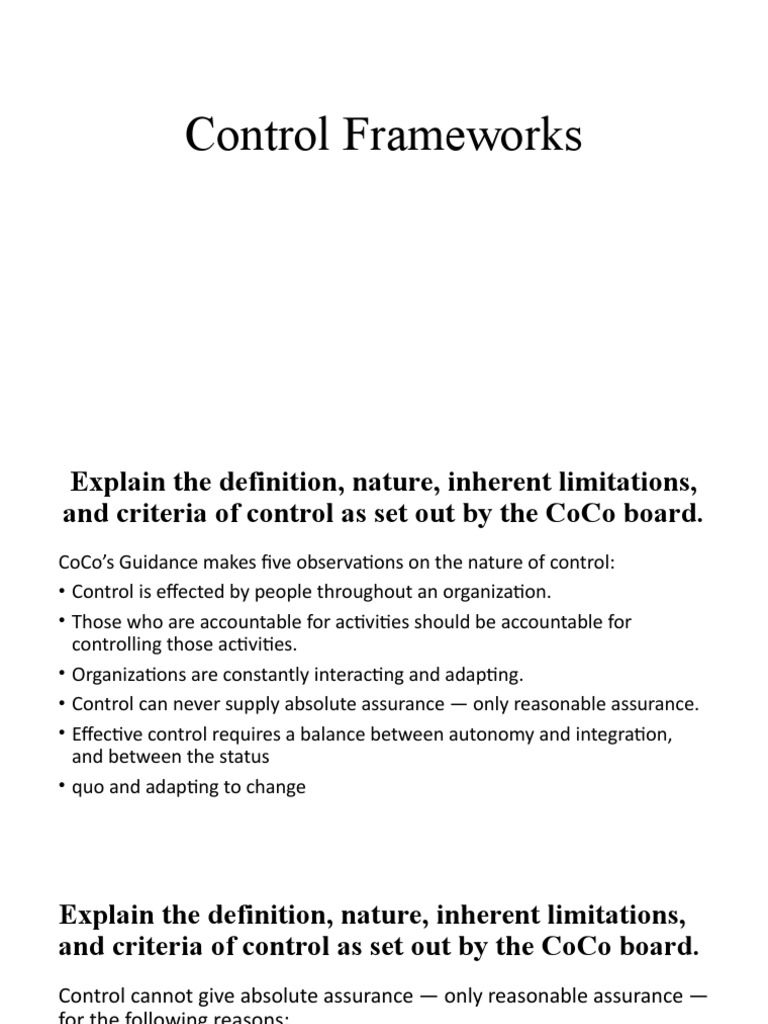 09 - Control Frameworks WK 3 | PDF | Audit | Internal Audit
