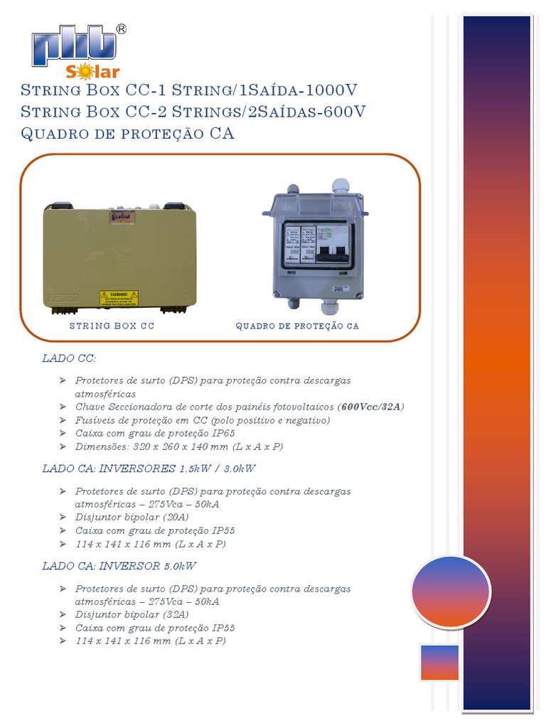 Catalogo String Box Monofasico | PDF | Tecnologia e Engenharia