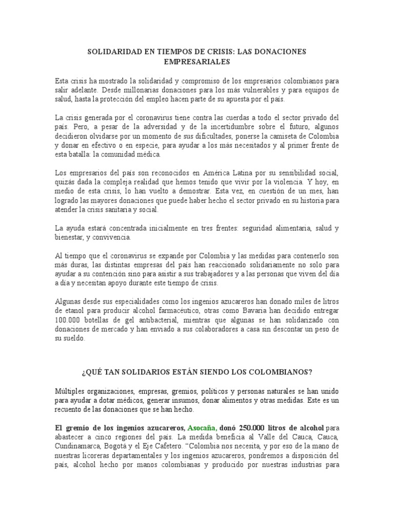 Solidaridad en Tiempos de Crisis | PDF | Sociedad | Comportamiento