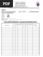 Form 2: Consolidated Elementary / Secondary Deworming Report