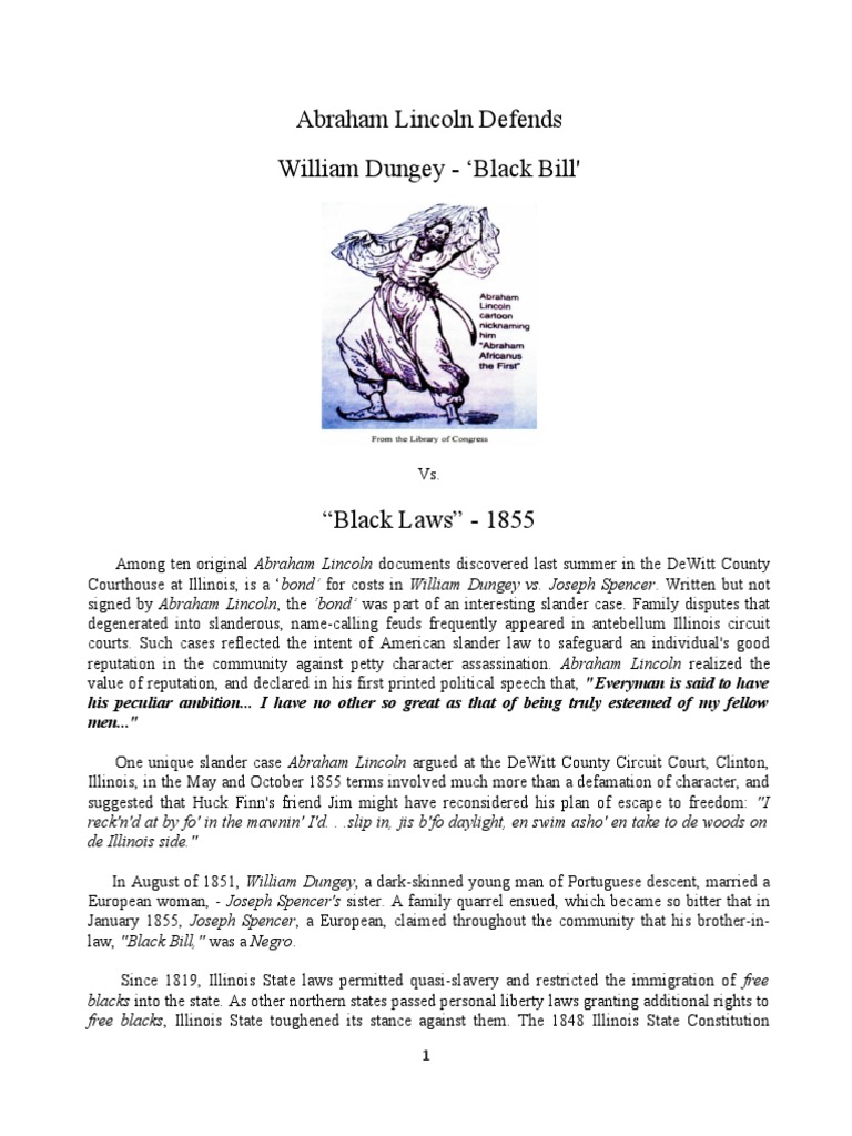Lincoln's Defense in Dungey Slander Case | PDF | Abraham Lincoln ...