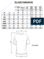 Tabela de Tamanhos Camiseta ROTA