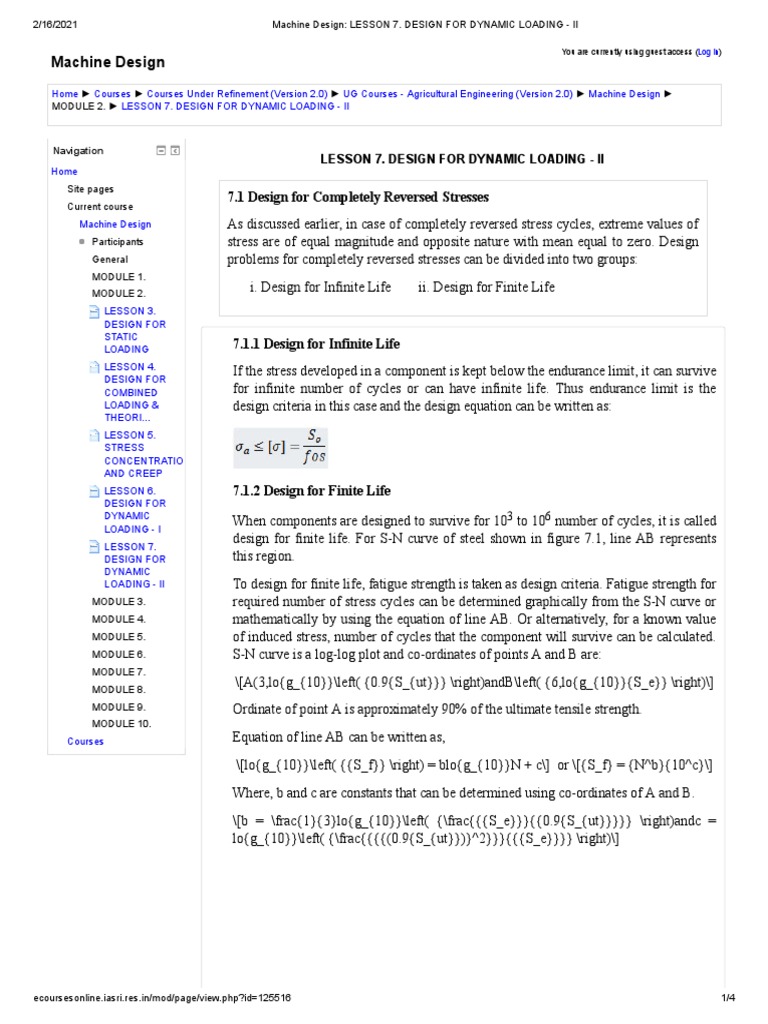 Machine Design - LESSON 7. DESIGN FOR DYNAMIC LOADING - II | PDF ...
