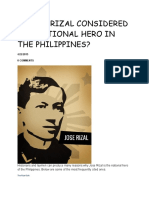 Why Is Rizal Considered The National Hero in The Philippines