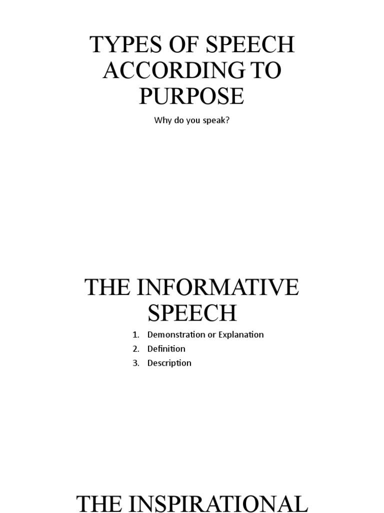 Types of Speeches by Purpose and Delivery | PDF | Career & Growth