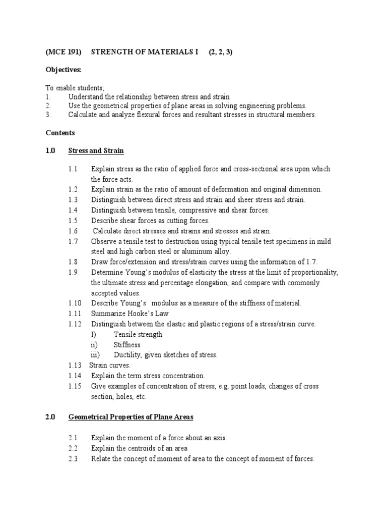 Strength of Materials I | PDF | Bending | Stress (Mechanics)