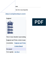 From Wikipedia, The Free Encyclopedia: England Cricket Team