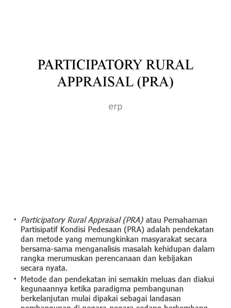 Metode Participatory Rural Appraisal | PDF