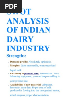 Swot Analysis of Indian Dairy Industry