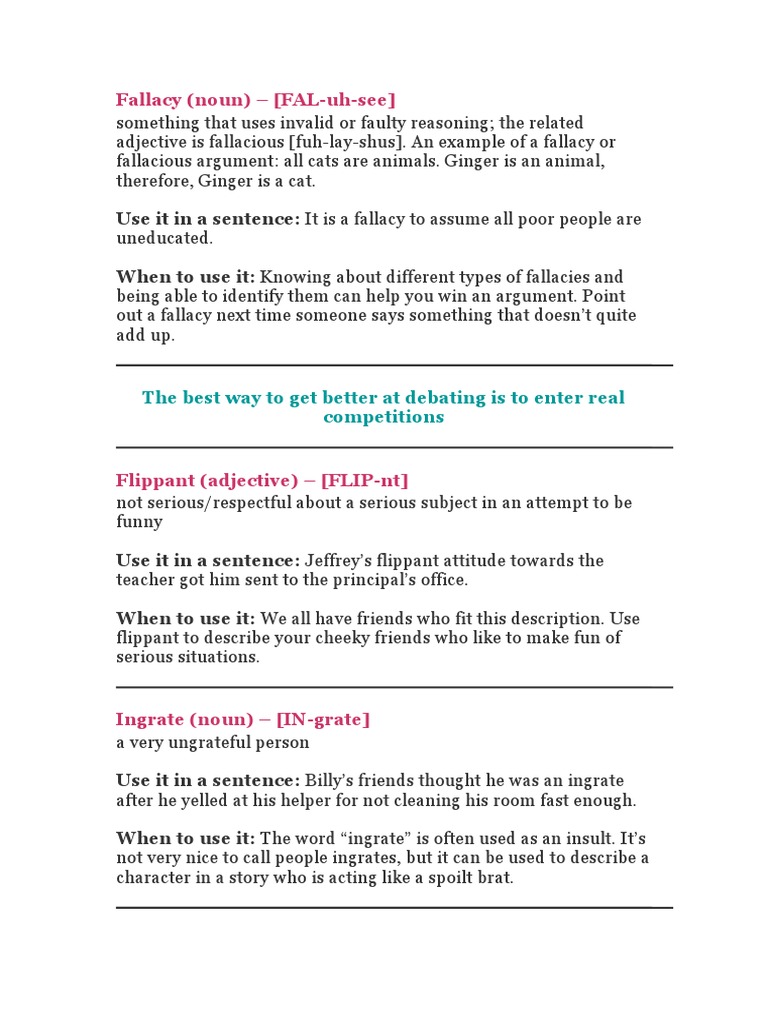 Understanding Fallacies and Related Terms | PDF | Fallacy | Adjective