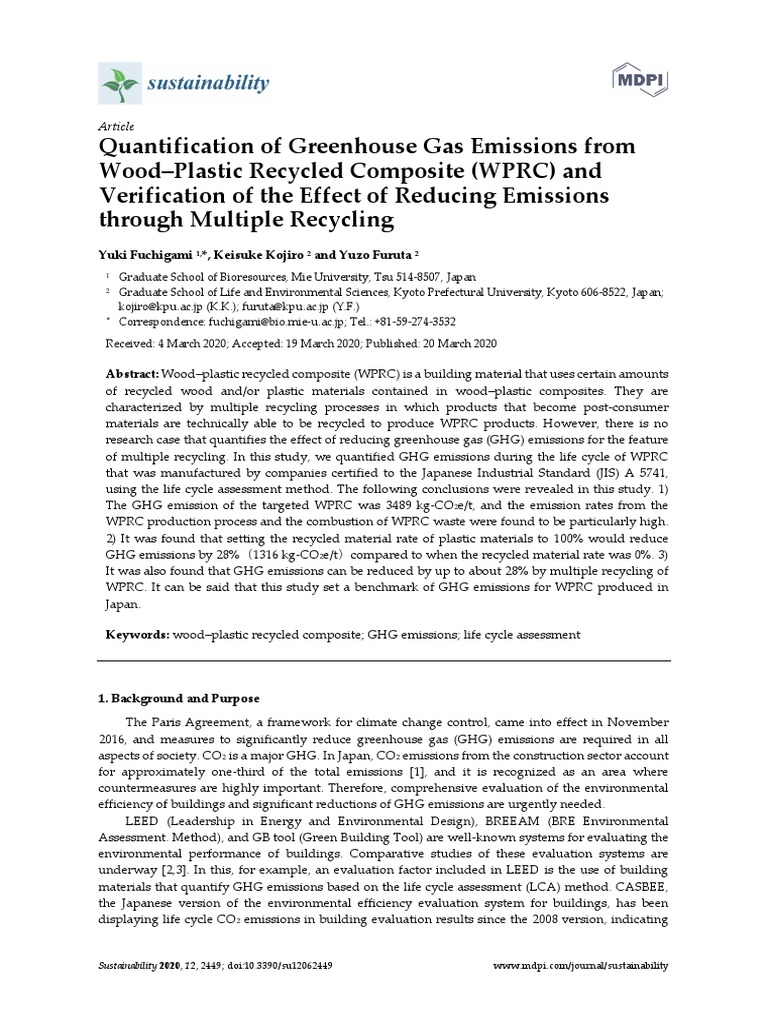 Quantification of Greenhouse Gas Emissions From Wo | PDF | Life Cycle ...