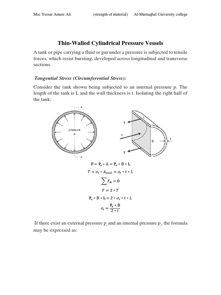 Thin-Walled Cylindrical Pressure Vessels | PDF | Strength Of Materials ...