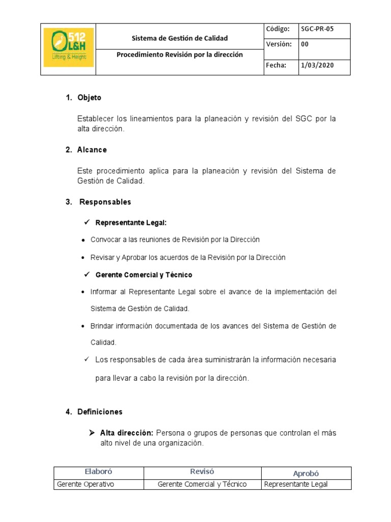 Procedimiento de Revisión ISO 9001 | PDF | Sistema de manejo de calidad ...
