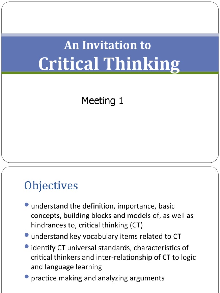 an invitation to critical thinking