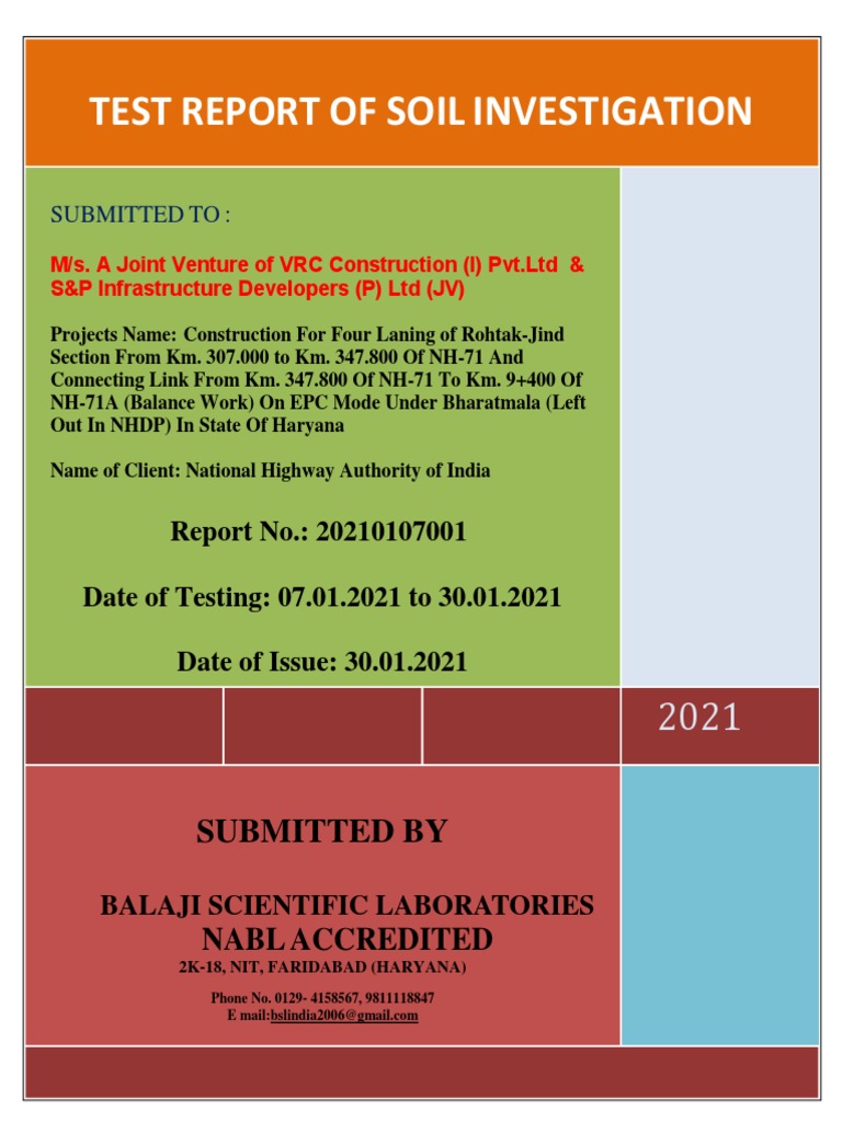 Soil Investigation Report for NH-71 Project | PDF | Deep Foundation ...