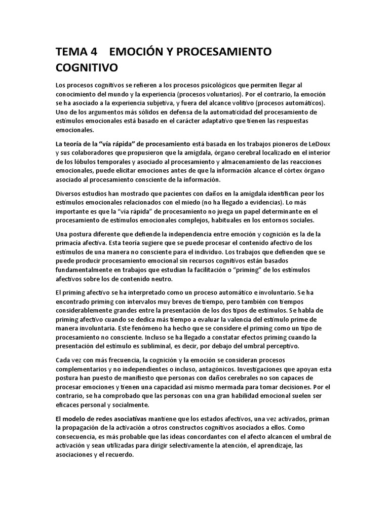 Emoción y Cognición: Procesos y Teorías | PDF | Las emociones | Toma de ...
