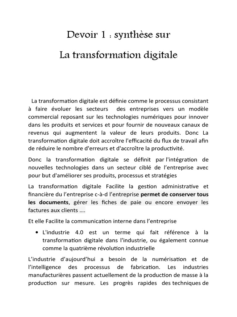 Transformation digitale et Industrie 4.0 | PDF | Business | Informatique