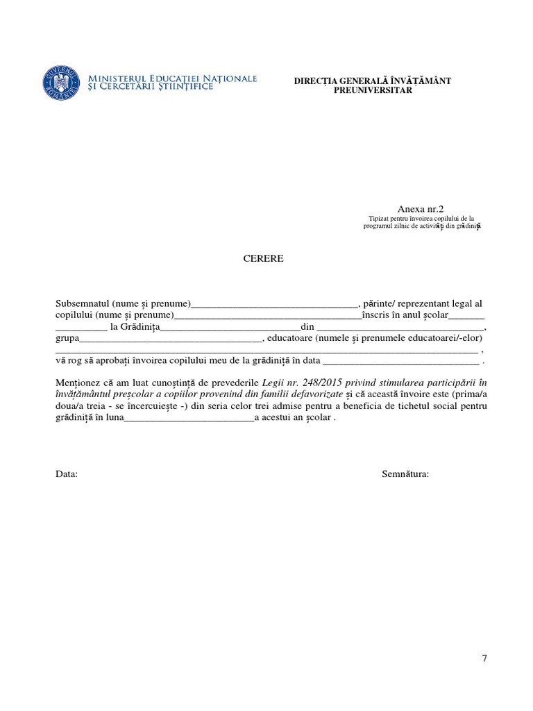 4 Anexa 2 Procedura Model Cerere Invoire | PDF