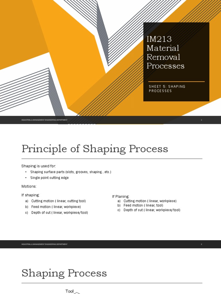 IM213 Sheet 5 Shaping Process PDF Machining Building Materials