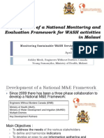 Development of A National Monitoring and Evaluation Framework For WASH Activities in Malawi