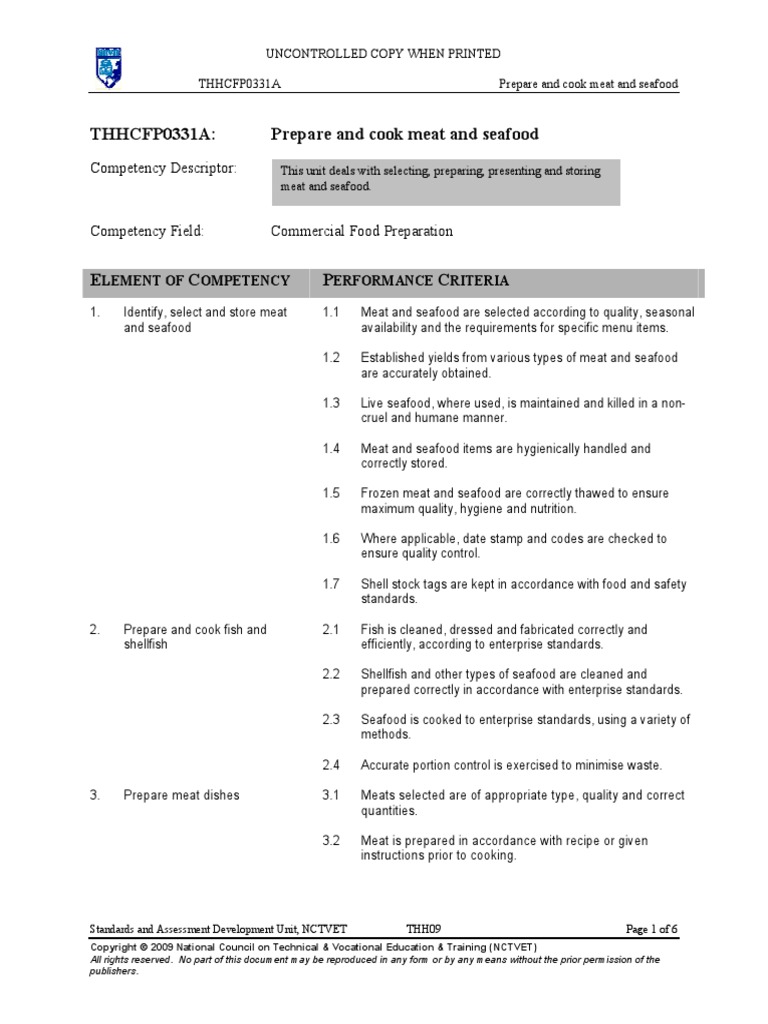 Prepare and Cook Meat and Seafood | PDF | Seafood | Grilling