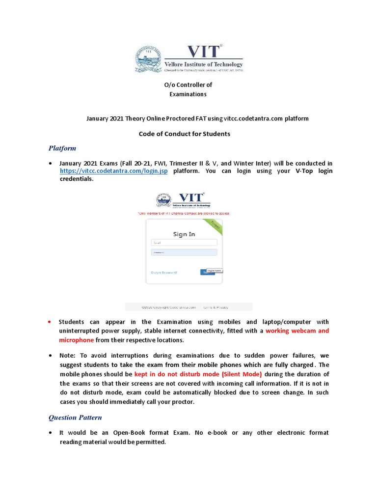 VITCC Codetantra Exam Guidelines | PDF | Test (Assessment) | Software