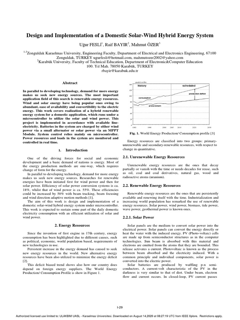 Design and Implementation of A Domestic SolarWind Hybrid Energy System
