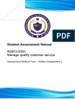 Student Assessment Manual: BSBCUS501 Manage Quality Customer Service