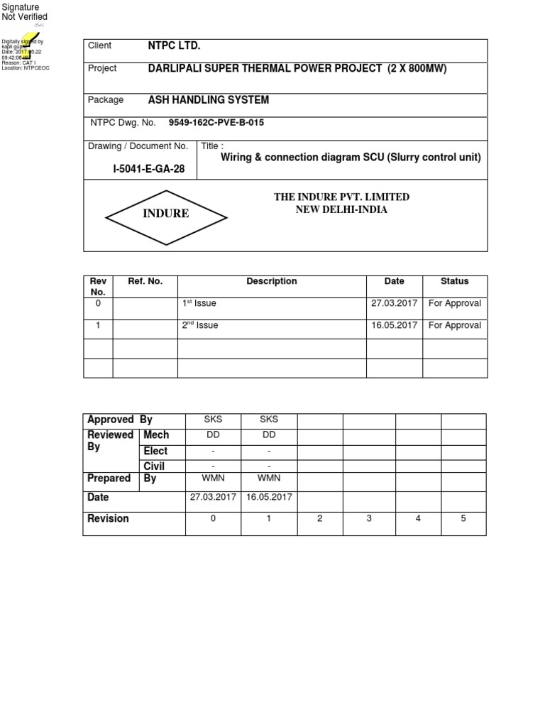 Wiring & Connection Diagram SCU (Slurry Control Unit) 9549-162C-PVE-B
