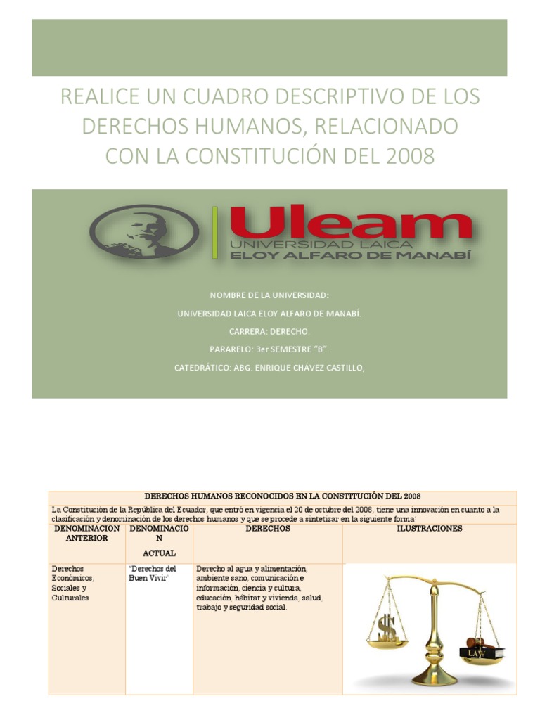 Derechos Humanos en la Constitución 2008 | PDF | Ecuador | Debido al ...