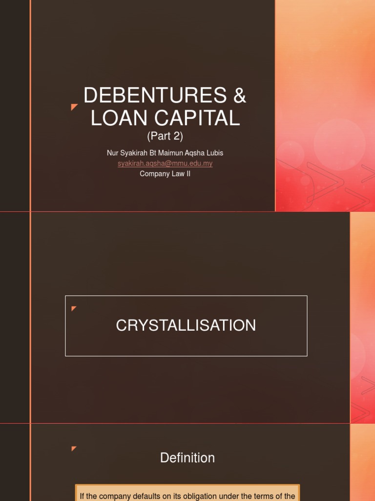 Debentures Loan Capital Part 2 Pdf Securities Finance Trust Law