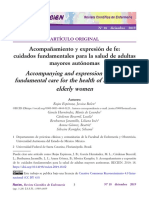 Acompañamiento y Expresión de Fe: Cuidados Fundamentales para La Salud de Adultas Mayores Autónomas