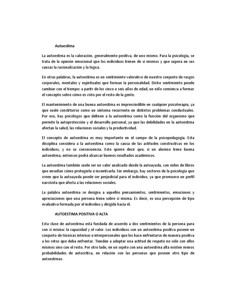 Importancia de la Autoestima en Niños | PDF | Autoestima | Salud mental