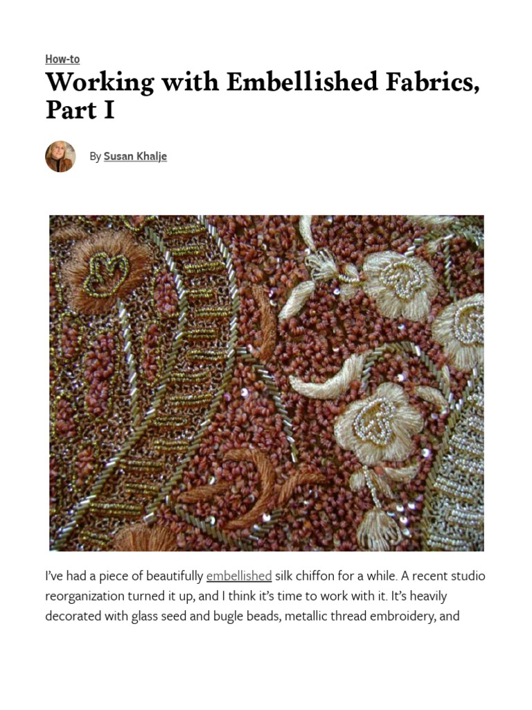 Working With Embellished Fabrics, Part I - Threads | PDF | Seam (Sewing ...