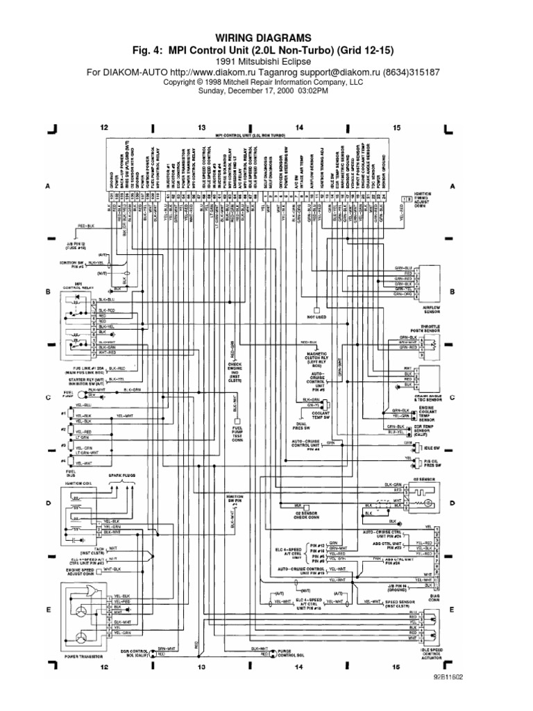 Wiring Diagrams Fig. 4: MPI Control Unit (2.0L Non-Turbo) (Grid 12-15
