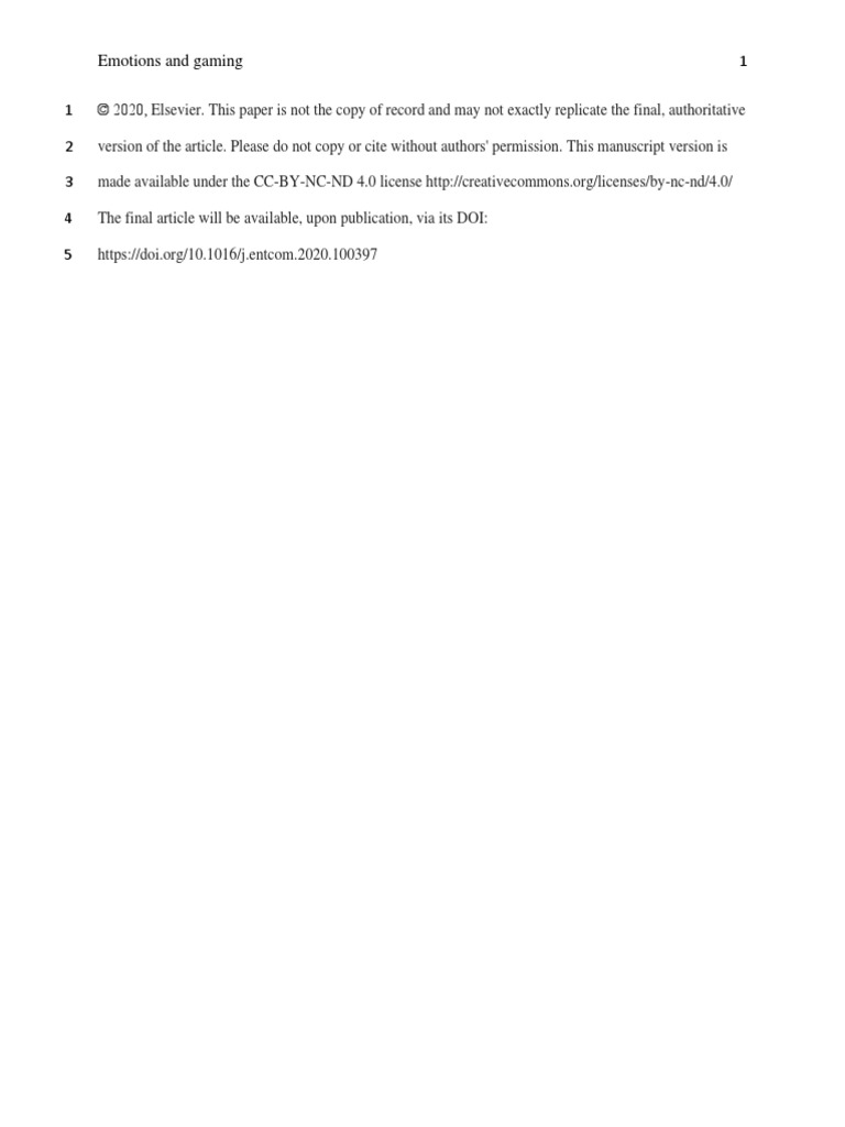 What Makes Male Gamers Angry, Sad, Amused, and Enthusiastic While Playing  Violent Video Games?, PDF, Affect (Psychology)