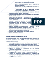 Funciones de La Jefatura de Formación Inicial - Isfd