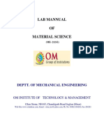 Lab Mannual OF Material Science: Deptt. of Mechanical Engineering