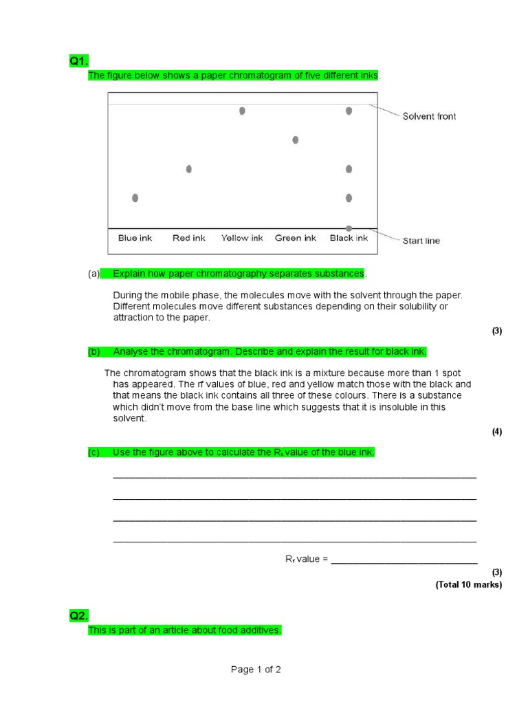 Chromatography Higher Q PDF Analytical Chemistry Chemistry